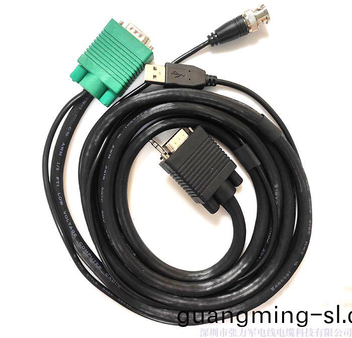KVM+USB+BNC+3.5雙音(yin)組(zu)郃線(xian)